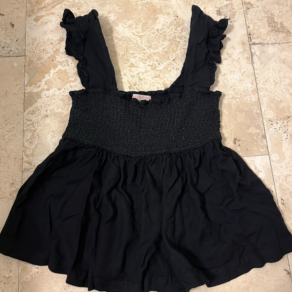 Black Ruffled Women's Top